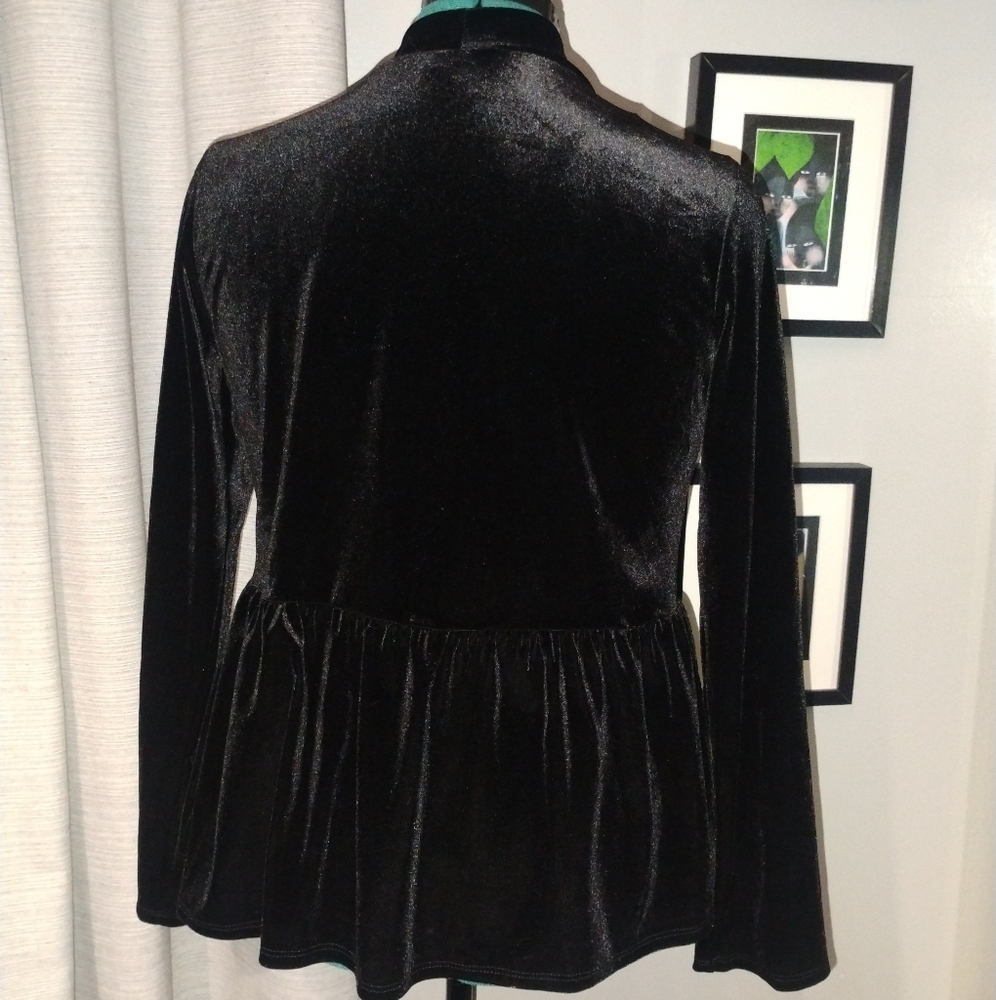 Modcloth Luxe The Part Soft Draped Black Velvet Blazer Sz M - Picture 11 of 16
